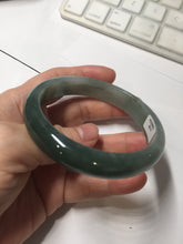 Load image into Gallery viewer, 58mm Certified type A 100% Natural oily dark green gray black(老油青) Jadeite bangle PE24-(2874)
