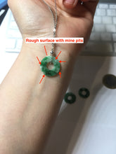 Load image into Gallery viewer, 16.3mm Type A 100% Natural sunny green Jadeite Safety Guardian Button donuts pendant PF52

