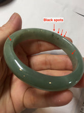 Load image into Gallery viewer, 51.5mm Certified Type A 100% Natural Oily Dark Green Gray Black(油青) Oval Jadeite Jade Bangle PE101-7127
