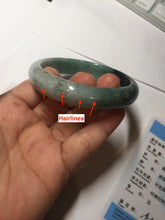 Load image into Gallery viewer, 56.6mm certified 100% natural Type dark green/ gray jadeite jade bangle AU56-4021
