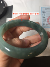 Load image into Gallery viewer, 57.5mm Certified type A 100% Natural oily dark green (老油青) blue gray black Mountains Afar (远山)Jadeite bangle PC259-0552
