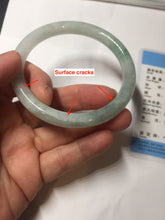 Load image into Gallery viewer, 57.5mm certified 100% natural Type A light green white round cut jadeite jade bangle PE11-3843
