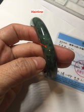 Load image into Gallery viewer, 58mm certified type A 100% Natural oily spinach green jadeite jade bangle PC12-9257

