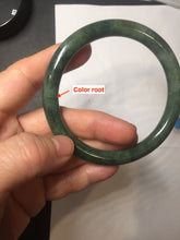 Load image into Gallery viewer, 60.2mm Certified Type A 100% Natural oily dark green(老油青) gray black round cut Jadeite Jade bangle BH102-0692
