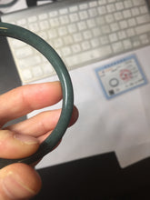 Load image into Gallery viewer, 55.4mm Certified Type A 100% Natural dark green/blue/gray Guatemala slim round cut Jadeite bangle PH139-4309
