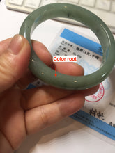 Load image into Gallery viewer, 57.5mm Certified Type A 100% Natural Oily Dark Green Gray Black(油青) Jadeite Jade Bangle PE106-7160
