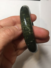 Load image into Gallery viewer, 55mm certified 100% Natural dark green/gray/black (nebula dust) chubby round cut nephrite Jade bangle HN127-0881
