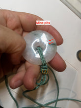 Load image into Gallery viewer, 37.9mm Type A 100% Natural icy watery white purple with green floating flowers Jadeite Jade Safety Guardian Button donuts couple pendant PA65
