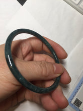 Load image into Gallery viewer, 59mm Certified Type A 100% Natural dark green/blue/gray Guatemala slim round cut Jadeite bangle PA150-8854
