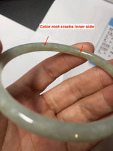 Load image into Gallery viewer, 56mm certified Type A 100% Natural light green brown gray slim round cut Jadeite Jade bangle PH206-6184
