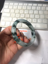 Load image into Gallery viewer, 56.4mm certified 100% natural Type A light green white with green floating flowers jadeite jade bangle BS123-7295
