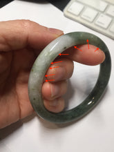 Load image into Gallery viewer, 56.6mm certified 100% natural Type A dark green(油青) gray round cut jadeite jade bangle H164-6009
