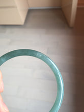 Load image into Gallery viewer, 59.5mm Certified Type A 100% Natural dark green/blue/gray with Guatemala slim round cut Jadeite bangle PE74-1468
