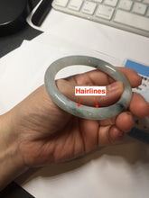 Load image into Gallery viewer, 53.4mm Certified Type A 100% Natural icy watery light green white roung cut jadeite Jade bangle AU51-8147
