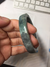 Load image into Gallery viewer, 56-58mm Certified Type A 100% Natural Dark Green Purple Gray Monet's Pond Square Jadeite Jade Bangle group GL61
