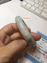 Load image into Gallery viewer, 61mm Certified Type A 100% Natural white/light green with grenn floating flowers Jadeite Jade bangle E153-2443
