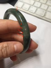 Load image into Gallery viewer, 56.6mm certified 100% natural Type A dark green(油青) gray round cut jadeite jade bangle H164-6009
