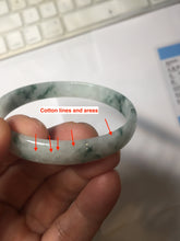 Load image into Gallery viewer, 51mm Certified Type A 100% Natural icy watery light green with green floating flowers thin Jadeite Jade bangle PJ56-1886
