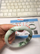 Load image into Gallery viewer, 60.5mm Type A 100% Natural sunny green/light green/white/light purple chubby Jadeite Jade bangle BS129-4035
