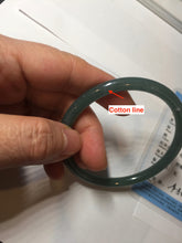 Load image into Gallery viewer, 57mm Certified Type A 100% Natural icy watery deep sea dark green/blue/gray/black slim round cut Guatemala Jadeite bangle AU66-7055
