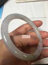 Load image into Gallery viewer, 58.5mm certified Type A 100% Natural white yellow green gray light purple with brown red flying dandelions slim round cut Jadeite Jade bangle PE118-3721
