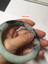 Load image into Gallery viewer, 57.8mm certified 100% natural type A dark green white with green floating flowers jadeite bangle PH147-5857
