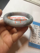 Load image into Gallery viewer, 58.5mm certified 100% natural Type A light green/purple white Snowy Pine Forest jadeite jade bangle J125-3067
