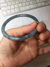 Load image into Gallery viewer, 58.5mm Certified Type A 100% Natural dark green/blue/gray Guatemala slim round cut Jadeite bangle PH7-2347
