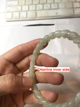 Load image into Gallery viewer, 60.5mm Certified Type A 100% Natural Green, Gray, Brown &amp; Black Flying Dandelion Vintage Twist Style Nephrite Jade Bangle JT7-1199
