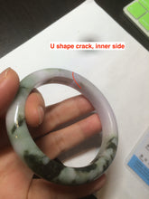 Load image into Gallery viewer, 56.3mm certified 100% natural Type A dark green/purple  jungle camouflage color jadeite jade bangle AX77-5285
