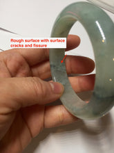 Load image into Gallery viewer, 55.5mm certified type A 100% Natural icy watery light green with dark green flowers jadeite jade bangle PH59-1059
