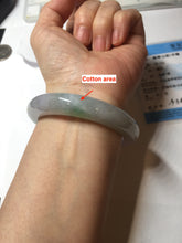 Load image into Gallery viewer, 53.3mm 100% Natural type A sunny green purple brown gray white carved flowers and golden-painted Jadeite Jade bangle BG231-5035
