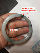 Load image into Gallery viewer, Sold! please don&#39;t order. THanks. 57mm certified type A 100% Natural green/brown/purple slim round cut jadeite jade bangle GL38-6-9010
