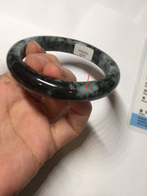Load image into Gallery viewer, 55mm Certified Type A 100% Natural dark green black/white (black water and white mountains,白山黑水) Jadeite bangle PD140-6240
