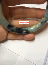 Load image into Gallery viewer, 58mm 100% Natural type A icy watery green dark carved flowers golden-painted round cut Jadeite Jade bangle PH76-5856
