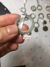Load image into Gallery viewer, Size 6 -9 1/2 100% natural type A icy watery light yellow gray black white (灰冰) jadeite jade band ring PC228
