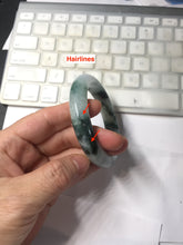 Load image into Gallery viewer, 56.4mm certified 100% natural Type A light green white with green floating flowers jadeite jade bangle BS123-7295
