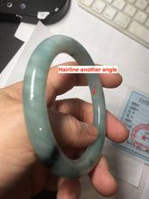 Load image into Gallery viewer, 55.5mm Certified Type A 100% Natural Dark Green Blue Gray Black Moonlit Ink (水墨月色) Round Cut Jadeite Jade Bangle AZ141-0759
