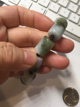 Load image into Gallery viewer, 54–66mm 100% Natural Type A Dark Green, White, Lavender &amp; Gray Jadeite Cylinder Bead Bracelet PC243
