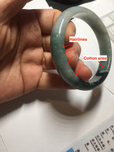 Load image into Gallery viewer, 56.6mm certified 100% natural Type dark green/ gray jadeite jade bangle AU56-4021
