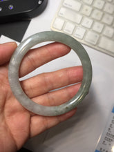 Load image into Gallery viewer, 54.5mm Certified Type A 100% Natural light green/gray/black round cut Jadeite bangle J147-3893
