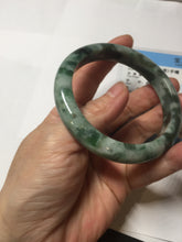 Load image into Gallery viewer, 59.5mm Certified Type A 100% Natural dark green gray black camouflage color Jadeite bangle PD139-6273
