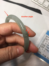 Load image into Gallery viewer, 54mm certified Type A 100% Natural white oily light green gray( 淡油青) slim round cut Jadeite Jade bangle PB254-3708
