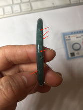 Load image into Gallery viewer, 56.3mm Certified Type A 100% Natural dark green/blue/gray with Guatemala slim round cut Jadeite bangle PH14-2352
