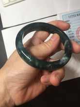 Load image into Gallery viewer, 56.4mm Certified Type A 100% Natural icy watery dark green/blue/gray/black Guatemala Jadeite bangle BH233-0257
