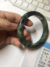 Load image into Gallery viewer, 59mm certificated Type A 100% Natural dark green/brown/black Jadeite Jade bangle AA103-9776

