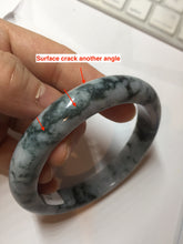 Load image into Gallery viewer, 60.2mm Certified Type A 100% Natural dark green/purple/gray Snowy Pine Mountain Jadeite Jade bangle PF29-1212
