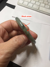 Load image into Gallery viewer, 54.5mm Certified type A 100% Natural light green gray black slim round cut Jadeite bangle PA197-2440
