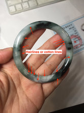Load image into Gallery viewer, 55.7mm Certified Type A 100% Natural Dark Green Blue Gray Black Slim Moonlit Ink (水墨月色)Round Cut Jadeite Jade Bangle BS146-0748
