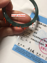 Load image into Gallery viewer, 50.5mm Certified Type A 100% Natural dark green/blue/gray Guatemala slim round cut oval Jadeite bangle BP195-2469
